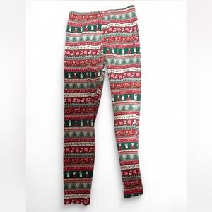 Festive Kids Leggings - Red and Green size 10-12